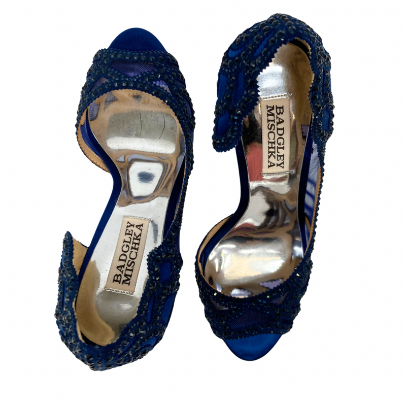 Load image into Gallery viewer, Badgley Mischka Sparkly Navy Heels
