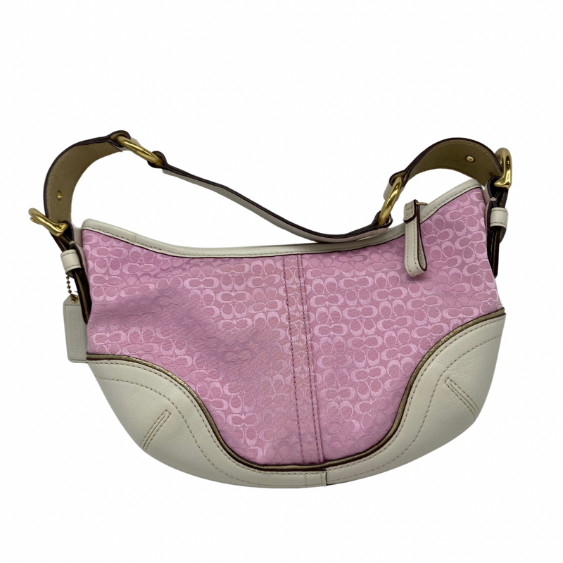 Load image into Gallery viewer, Coach Pink &amp; White Monogram Shoulder Bag
