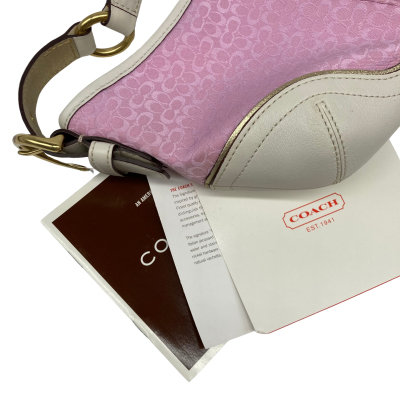 Load image into Gallery viewer, Coach Pink &amp; White Monogram Shoulder Bag
