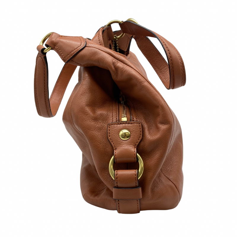 Load image into Gallery viewer, Coach Light Brown Leather Shoulder Bag side view

