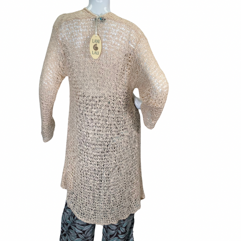 Load image into Gallery viewer, donated Cream Duster Sweater from Lani Lau Hawaii - backside view
