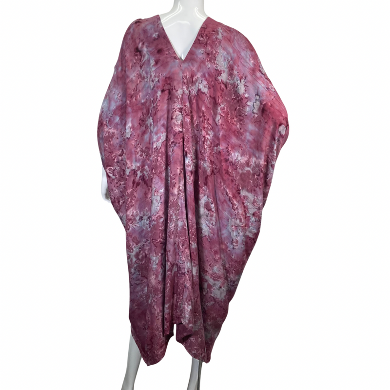 Load image into Gallery viewer, donated Splash Lina Pink Kaftan from Lani Lau Hawaii with gorgeous V-neckline - backside view
