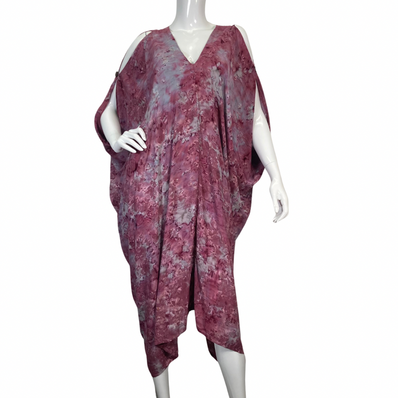 Load image into Gallery viewer, donated Splash Lina Pink Kaftan from Lani Lau Hawaii with gorgeous V-neckline - front view
