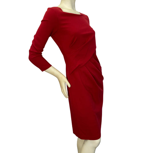 Lauren Ralph Lauren Women's Ruched Long Sleeve Dress (2, Orient Red)