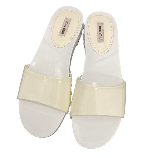 Miu Miu White Slide Sandals top view