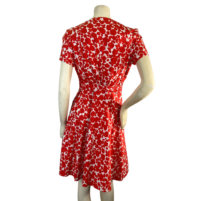 Load image into Gallery viewer, Boden White and Red Wrap Dress on mannequin back view
