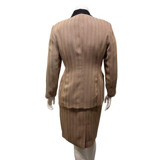 Christian Dior Brown Striped Fur Lined Jacket and Skirt