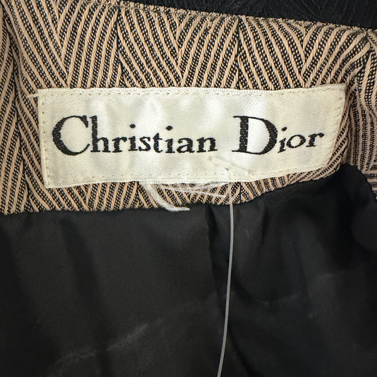 Christian Dior Brown Striped Fur Lined Jacket and Skirt