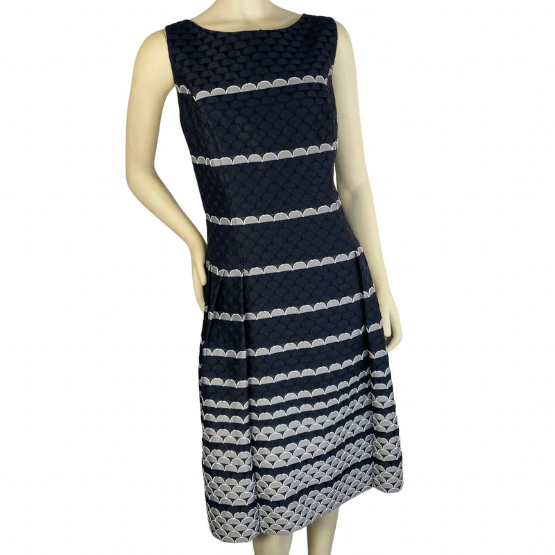 Load image into Gallery viewer, Carmen Marc Valvo Navy &amp; White Dress
