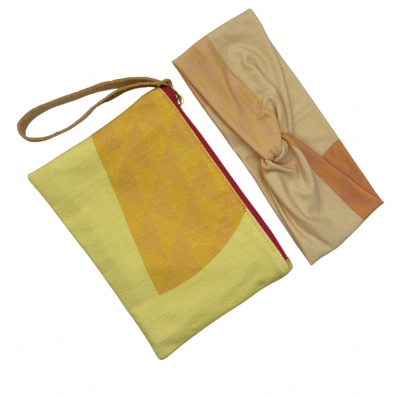 Load image into Gallery viewer, Yellow Headband &amp; Wristlet
