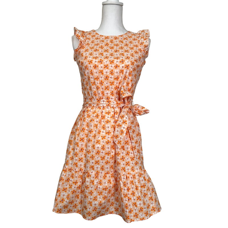 Load image into Gallery viewer, Orange and White Flower Dress (XXS)
