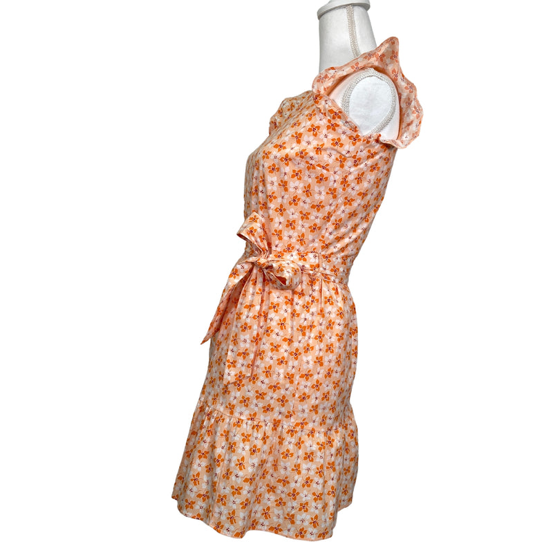 Load image into Gallery viewer, Orange and White Flower Dress (XXS)
