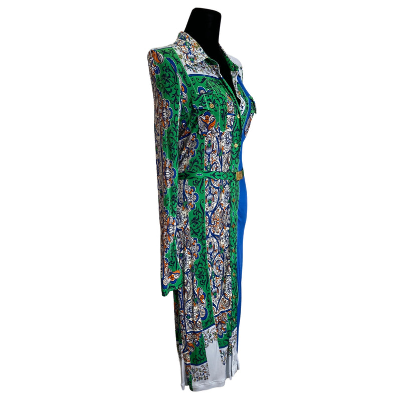 Load image into Gallery viewer, Tory Burch Belted Green &amp; Blue Dress
