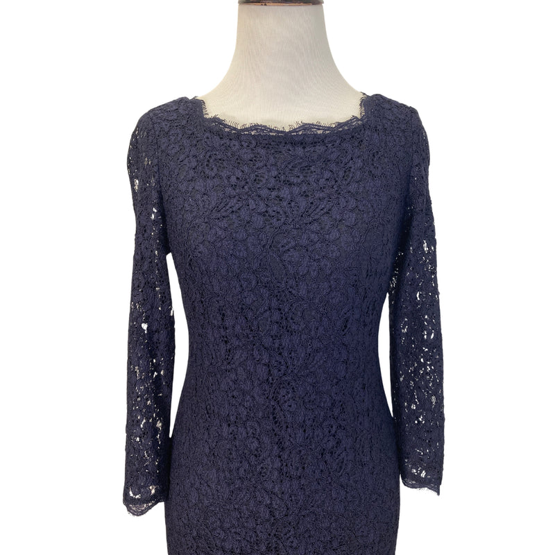 Load image into Gallery viewer, Navy Lace Gown (S)
