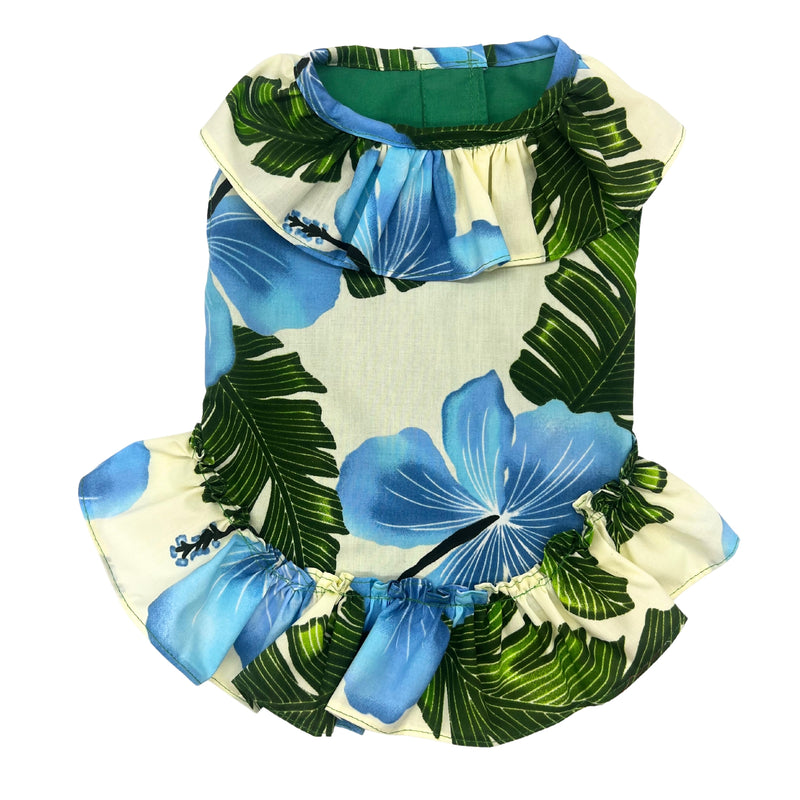 Load image into Gallery viewer, The Island Pooch Muumuu Dress for Pets blue flowers
