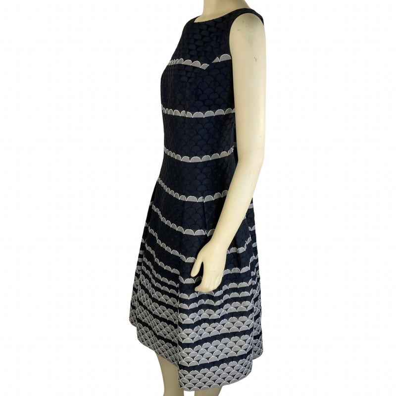 Load image into Gallery viewer, Carmen Marc Valvo Navy &amp; White Dress
