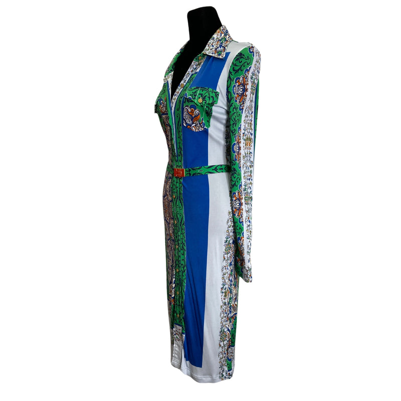 Load image into Gallery viewer, Tory Burch Belted Green &amp; Blue Dress
