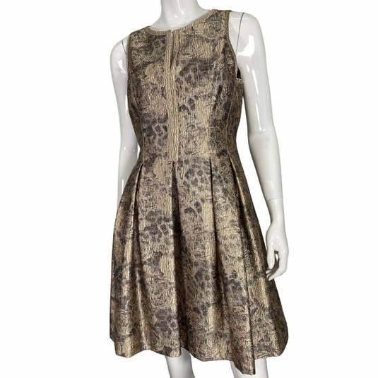 Vince Camuto Metallic Gold Dress on mannequin front view