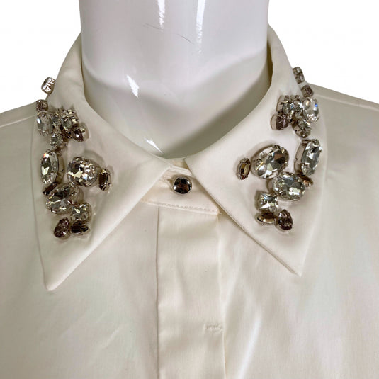 Per Se White Gem Button Up Shirt by YWCA O'ahu