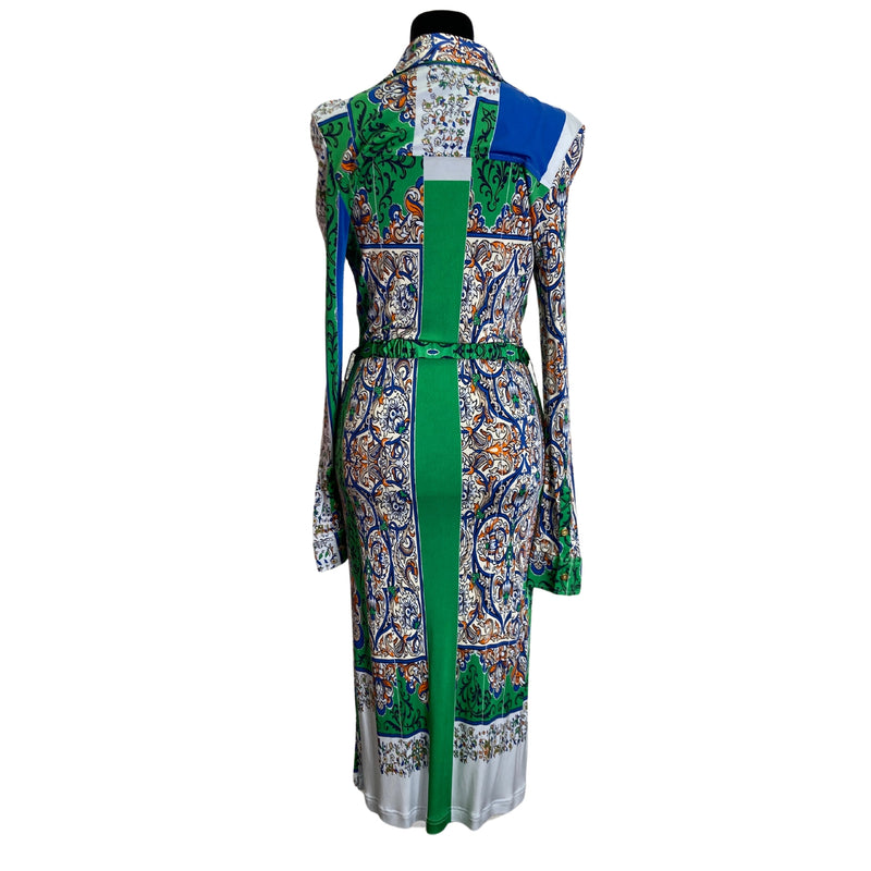 Load image into Gallery viewer, Tory Burch Belted Green &amp; Blue Dress
