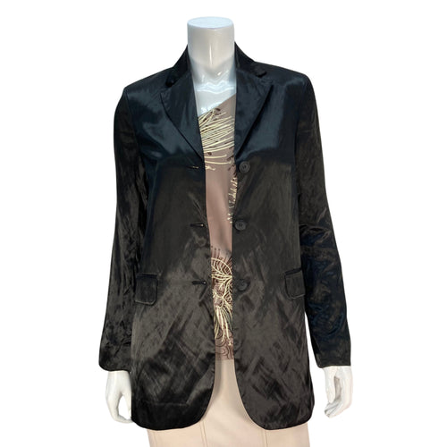 & Other Stories Black Satin Blazer on mannequin front view