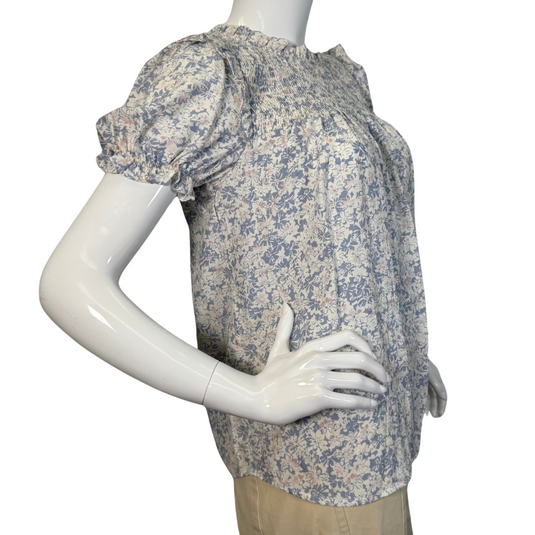 Eden In Love Delicate Light Blue Floral Blouse