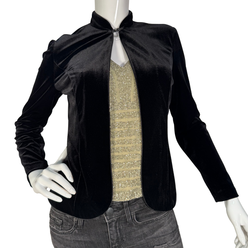Load image into Gallery viewer, Alex Evenings Black Velvet Keyhole Jacket
