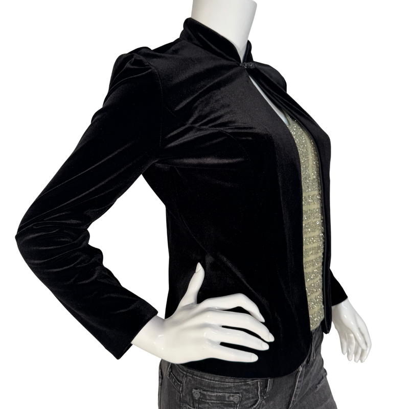 Load image into Gallery viewer, Alex Evenings Black Velvet Keyhole Jacket
