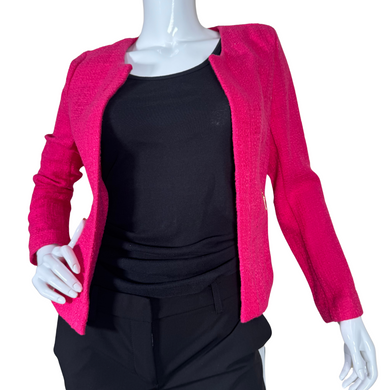 donated Alfani Hot Pink Blazer Jacket, designed with a subtle textured fabric for added dimension