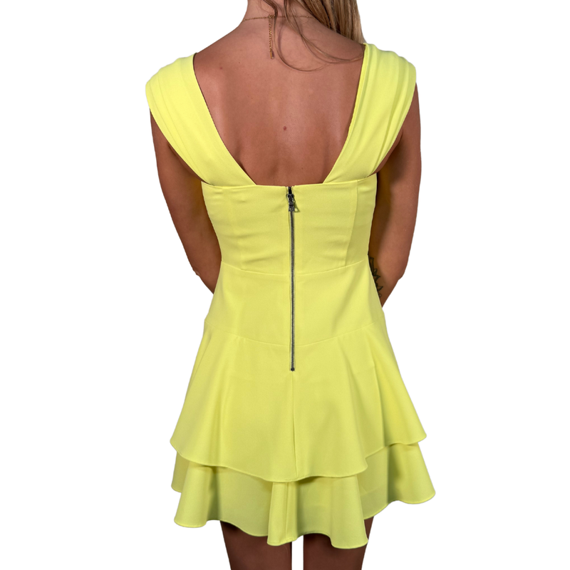 Load image into Gallery viewer, Alice + Olivia Neon Yellow Ruffle Mini Dress
