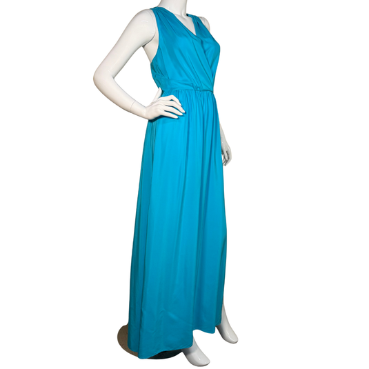 Amanda Uprichard Teal Blue Floor-Length Silk Dress