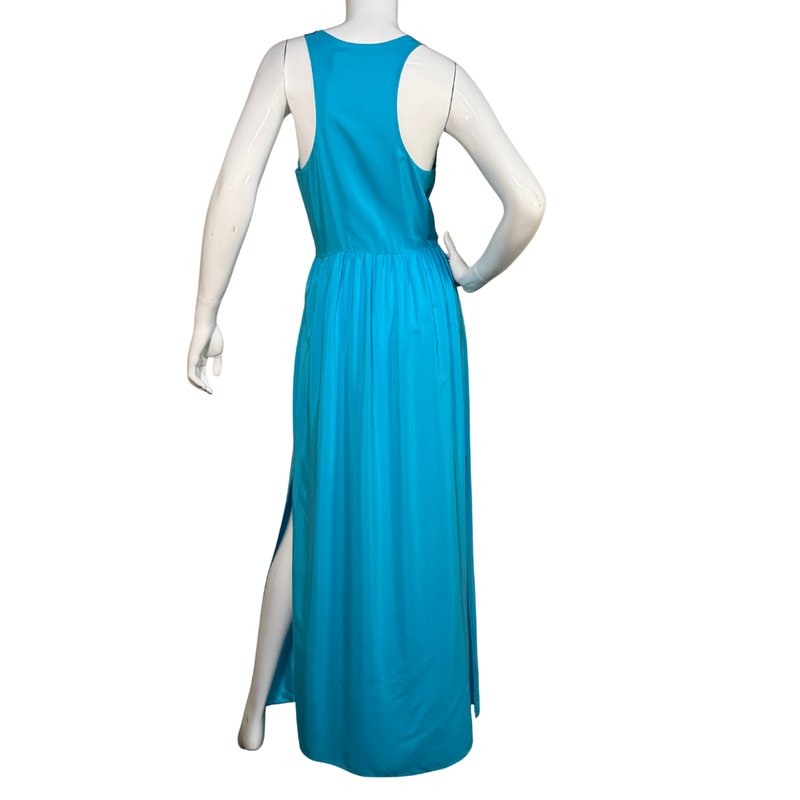 Load image into Gallery viewer, Amanda Uprichard Teal Blue Floor-Length Silk Dress

