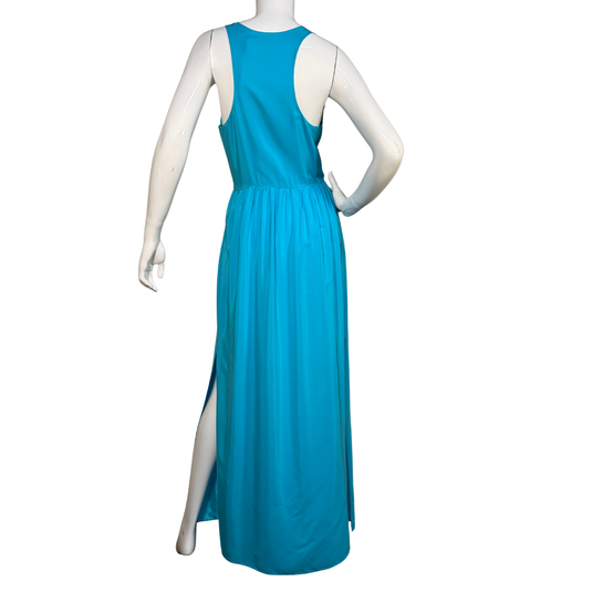 Amanda Uprichard Teal Blue Floor-Length Silk Dress