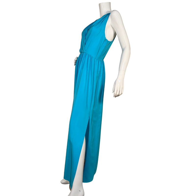 Load image into Gallery viewer, Amanda Uprichard Teal Blue Floor-Length Silk Dress
