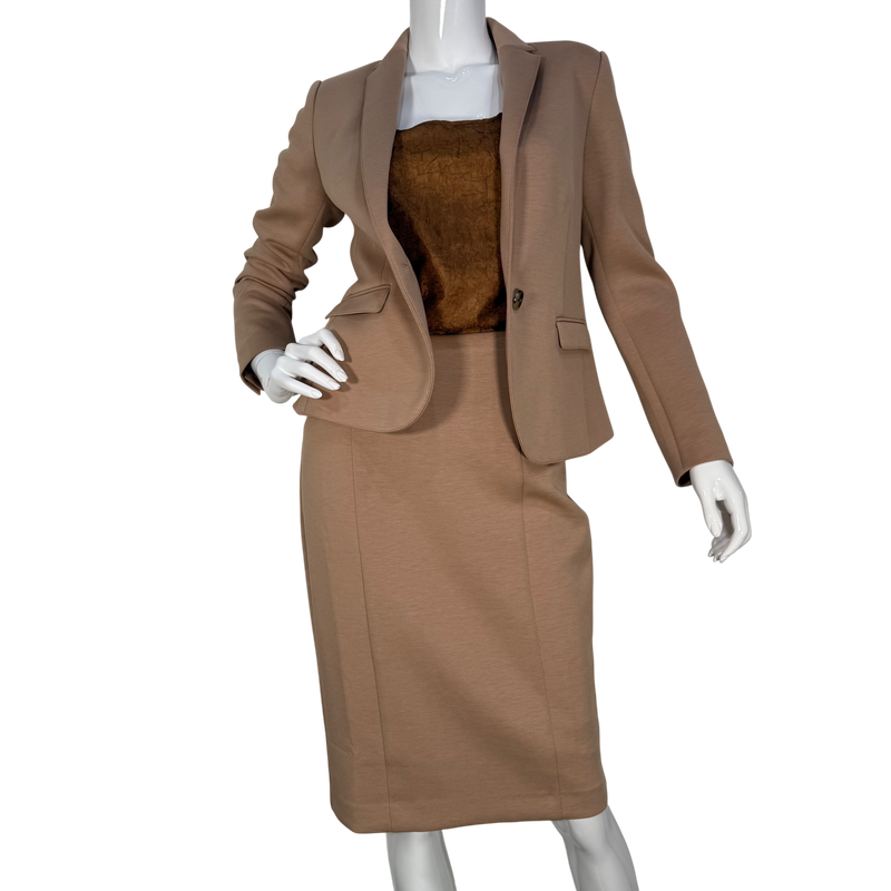 Load image into Gallery viewer, Ann Taylor Camel Brown Tailored Skirt Suit
