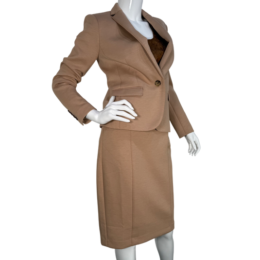 Ann Taylor Camel Brown Tailored Skirt Suit