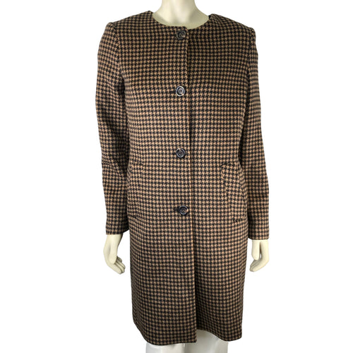  Ann Taylor Brown Check Coat front view