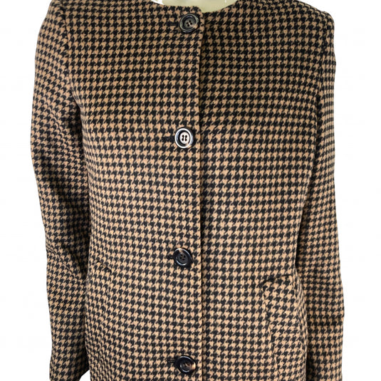  Ann Taylor Brown Check Coat close up view