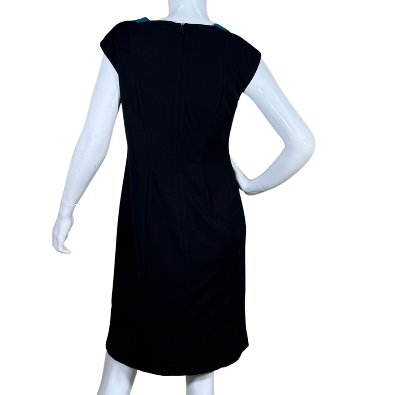 Load image into Gallery viewer, donated sleeveless Anne Klein Colorblock Seath Retro Dress features a bold and flattering colorblock design in black, white, and tea
