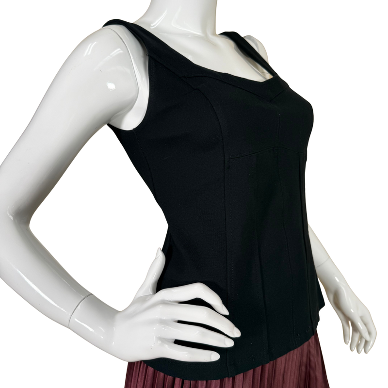 Load image into Gallery viewer, timeless Anthropologie Classic Black Structured Tank. Designed with wide straps, a subtle sweetheart neckline, and flattering seam details, this piece is both simple and sophisticated
