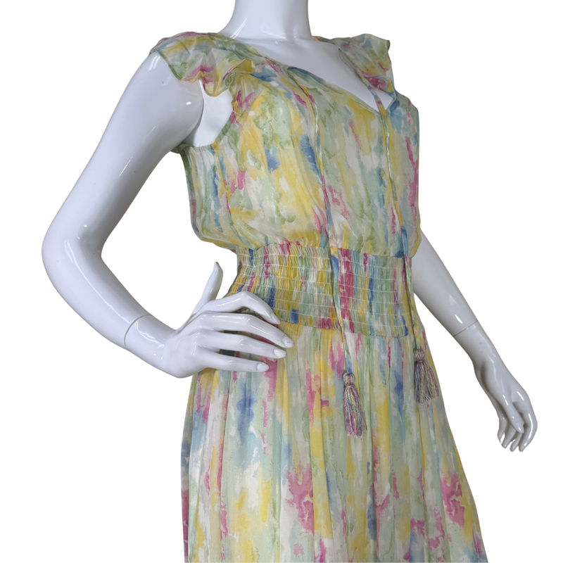 Load image into Gallery viewer, Mannequin wearing a colorful floral dress on a white background
