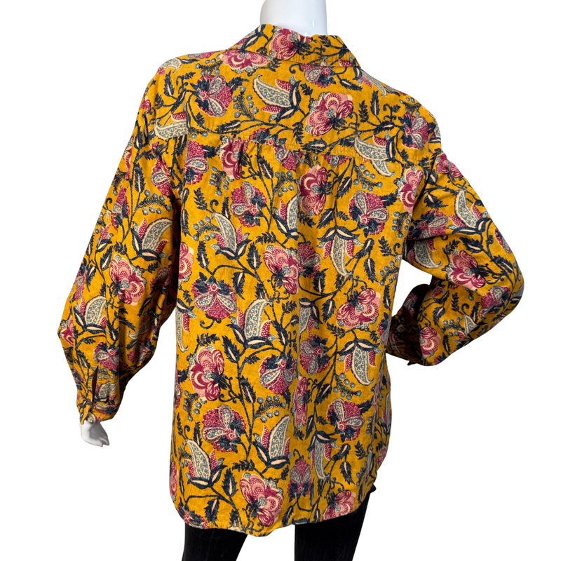 Load image into Gallery viewer, Anthropologie – Golden Floral Button-Down Blouse

