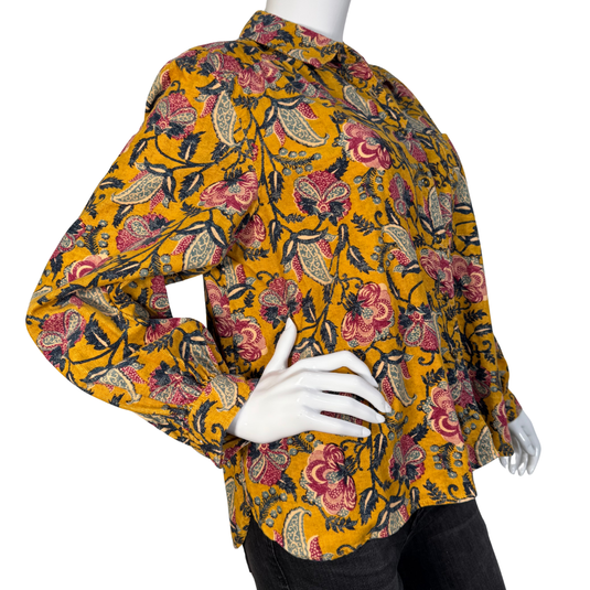 Anthropologie – Golden Floral Button-Down Blouse