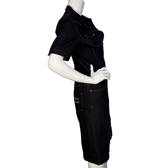 Armani Exchange Dark Denim Zip-Front Midi Dress