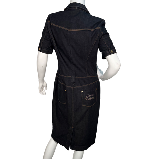 Armani Exchange Dark Denim Zip-Front Midi Dress