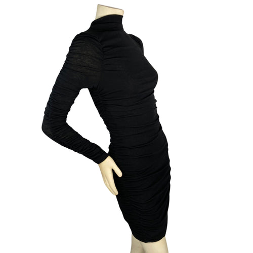 ASTR Mini Black Dress with Raised Neck front to side view