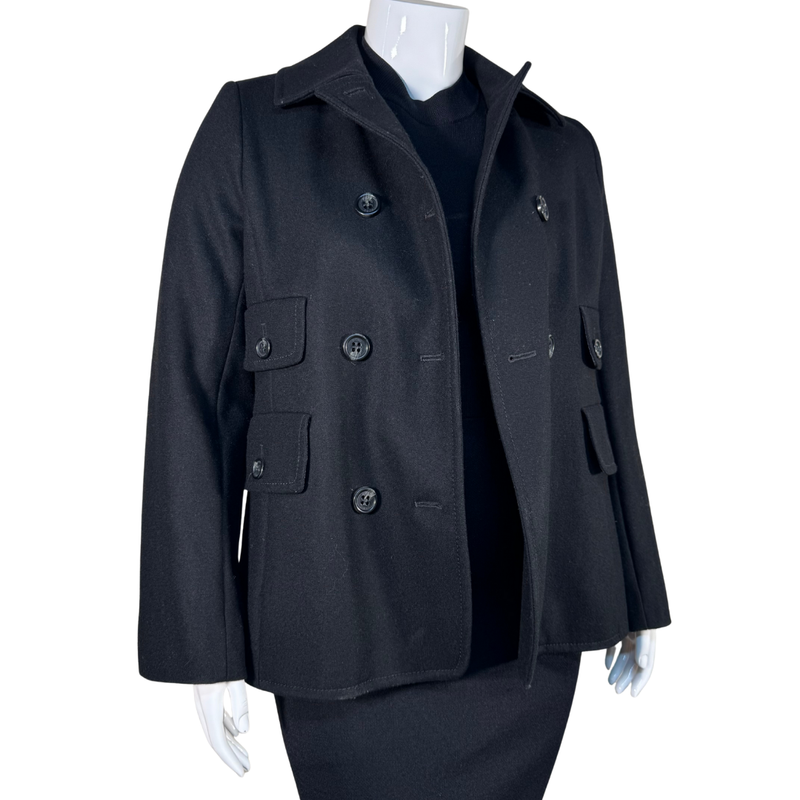 Load image into Gallery viewer, BCBG Maxazria Classic Black Wool-Blend Peacoat
