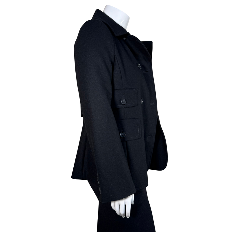 Load image into Gallery viewer, BCBG Maxazria Classic Black Wool-Blend Peacoat
