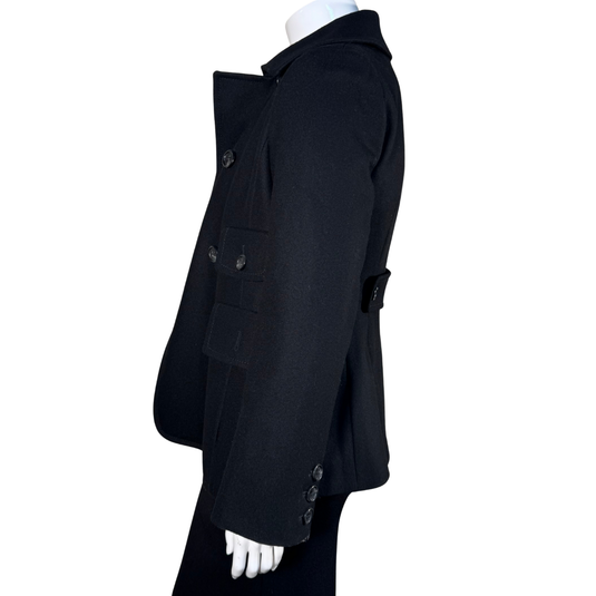 BCBG Maxazria Classic Black Wool-Blend Peacoat