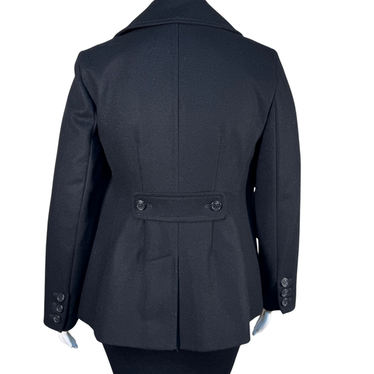 BCBG Maxazria Classic Black Wool-Blend Peacoat